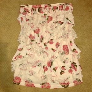 Floral Ruffle Tube Top
